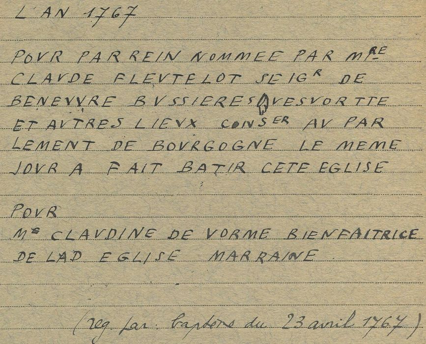 cloche, retranscription des inscriptions (encre sur papier) - © Ministère de la Culture (France), Conservation des antiquités et des objets d’art de la Côte-d’Or – Tous droits réservés