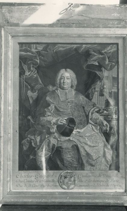 estampe : portrait de Charles-Gaspard-Guillaume de Vintimille du Luc, archevêque de Paris - © Ministère de la Culture (France), Conservation des antiquités et des objets d’art de la Côte-d’Or – Tous droits réservés