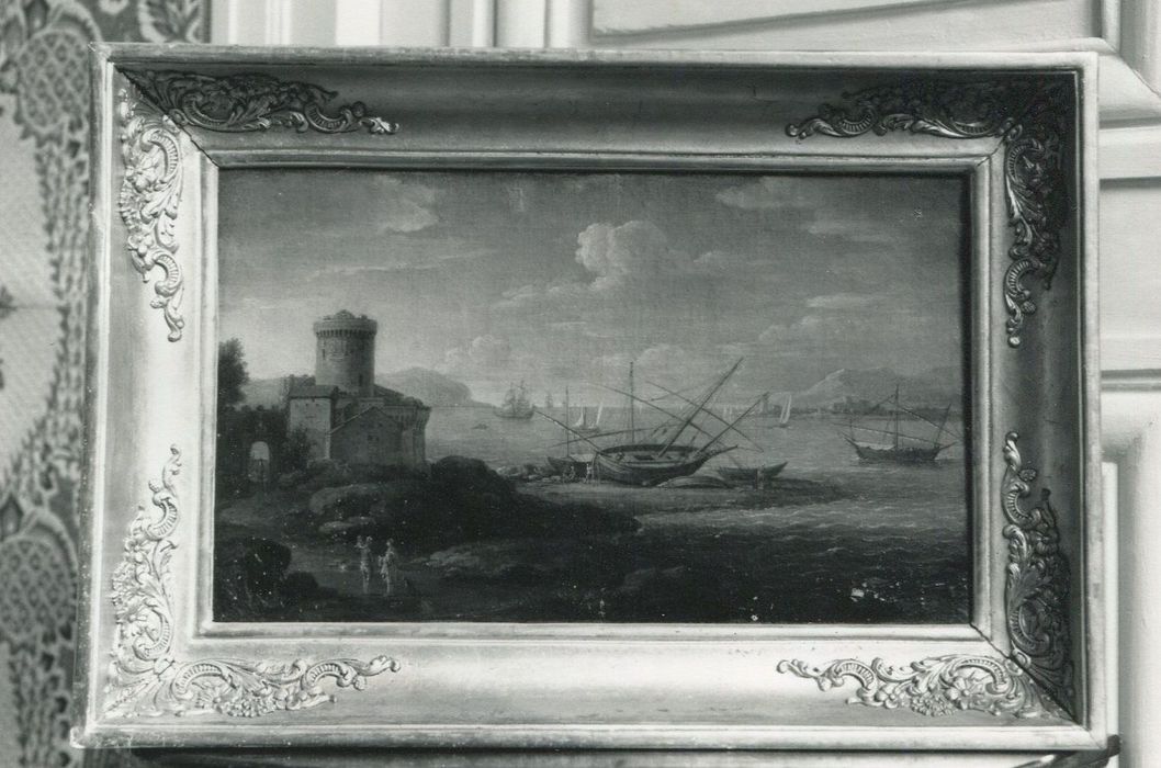tableau : Marine avec une tour - © Ministère de la Culture (France), Conservation des antiquités et des objets d’art de la Côte-d’Or – Tous droits réservés