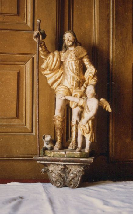 groupe sculpté de bâton de procession : Saint Roch - © Ministère de la Culture (France), Conservation des antiquités et des objets d’art de la Côte-d’Or – Tous droits réservés