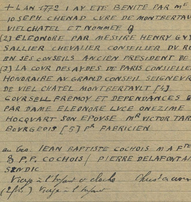 cloche, retranscription des inscriptions (encre sur papier)