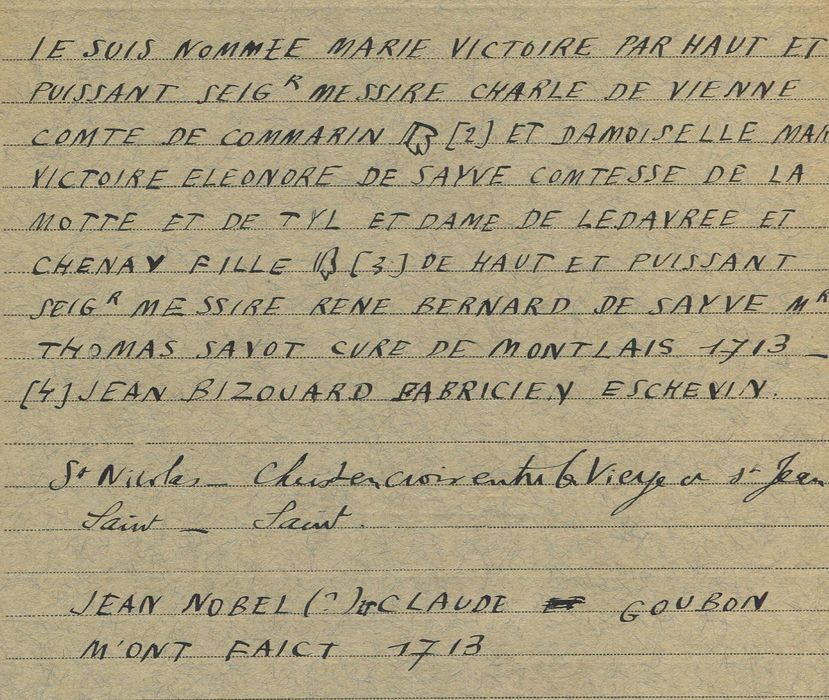 cloche, retranscription des inscriptions (encre sur papier)