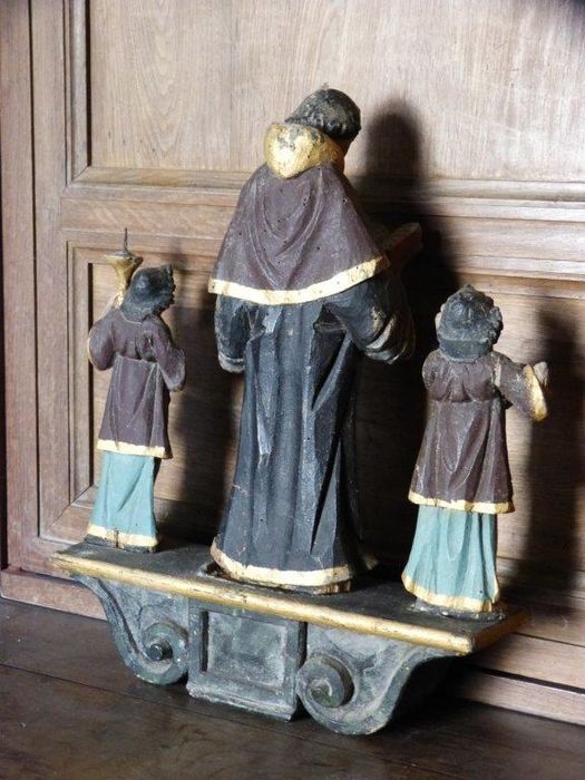 statue (statuette) de bâton de confrérie : Saint Fiacre, revers