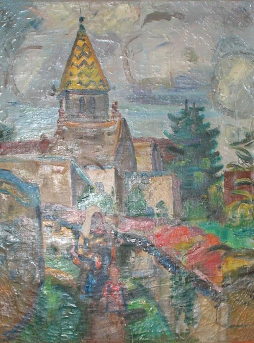 tableau : Vue de Couchey - © Ministère de la Culture (France), Conservation des antiquités et des objets d’art de la Côte-d’Or – Tous droits réservés