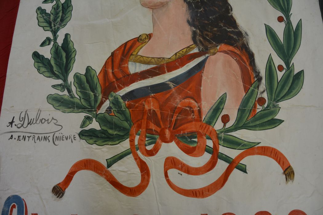 drapeau de conscrits, revers, vue partielle
