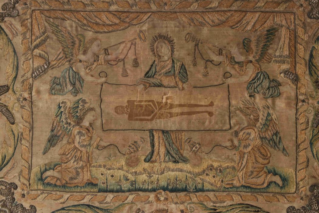 tableau de broderie : Le Saint Suaire, cadre - ©Ministère de la Culture (France), Conservation des antiquités et des objets d’art de Côte-d'Or, tous droits réservés