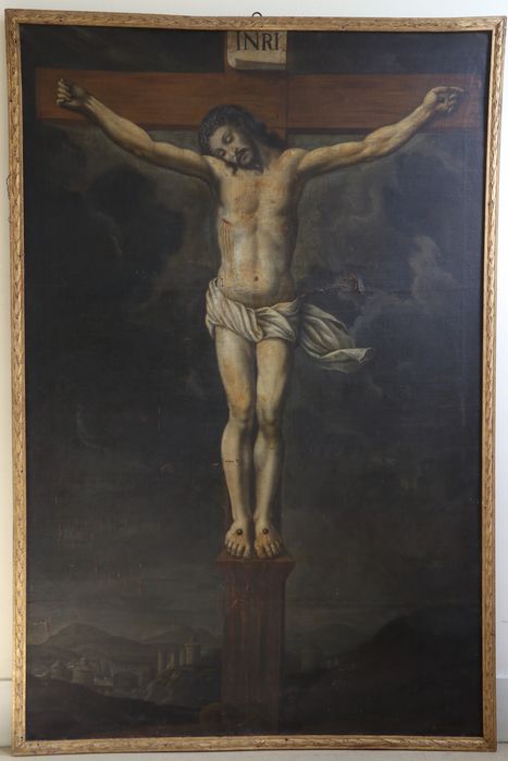 tableau : Christ en croix - © Ministère de la Culture (France), Conservation des antiquités et des objets d’art du Doubs – Tous droits réservés 