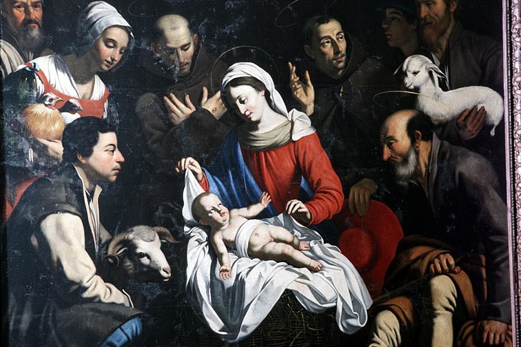 tableau : Adoration des bergers, vue partielle - © Ministère de la Culture (France), Conservation des antiquités et des objets d’art de la Drôme – Tous droits réservés