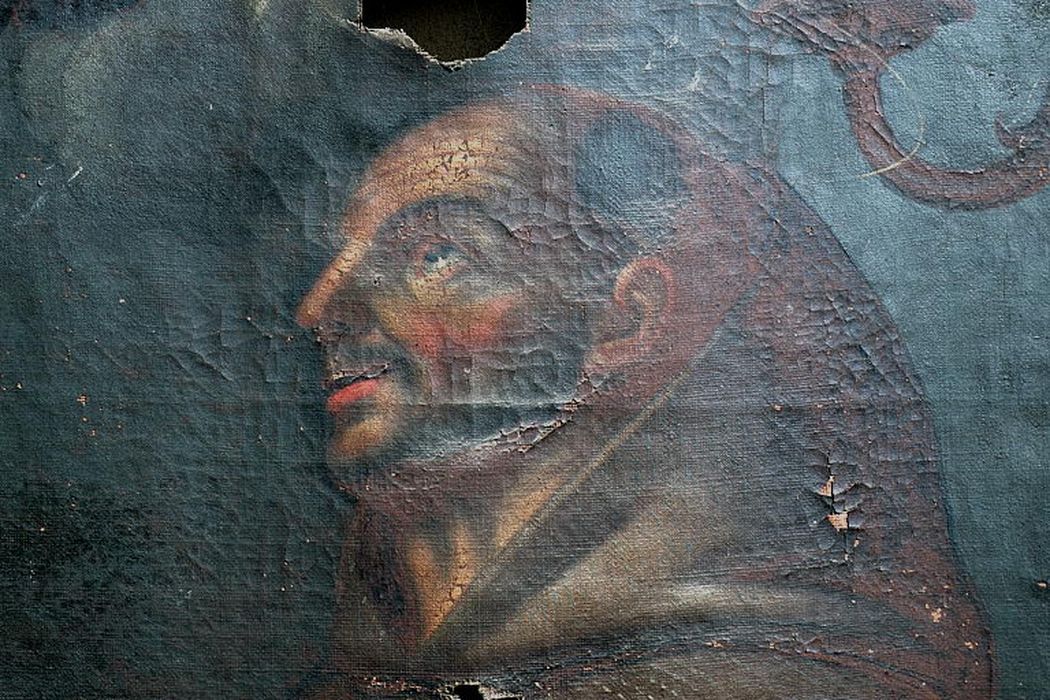 tableau : Saint François d'Assise adorant le Saint Sacrement, détail - © Ministère de la Culture (France), Conservation des antiquités et des objets d’art de la Drôme – Tous droits réservés 