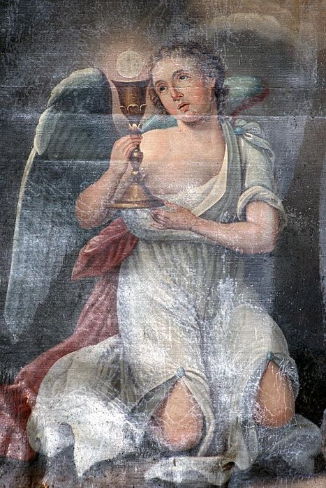 tableau : anges adorateurs du Sacré-Coeur (les), détail - © Ministère de la Culture (France), Conservation des antiquités et des objets d’art de la Drôme – Tous droits réservés 