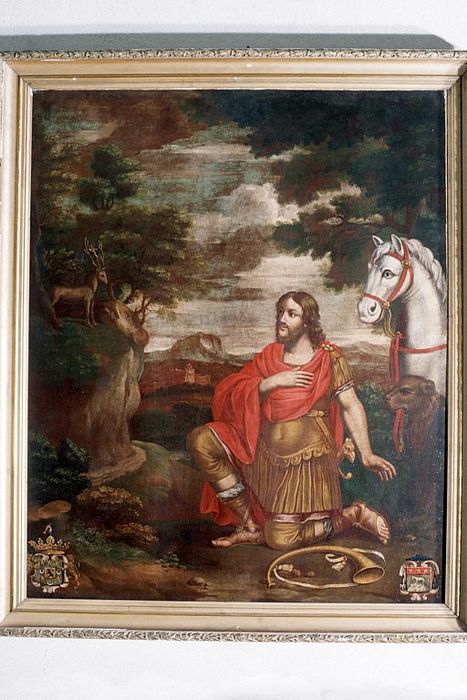 tableau : saint Hubert pendant sa vision - © Ministère de la Culture (France), Conservation des antiquités et des objets d’art de la Drôme – Tous droits réservés