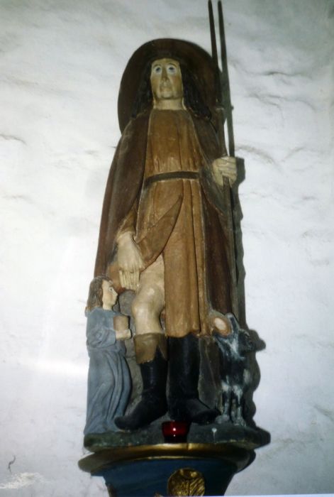 statue : saint Roch, vue générale - © Ministère de la Culture (France), Conservation des antiquités et des objets d’art du Finistère, tous droits réservés