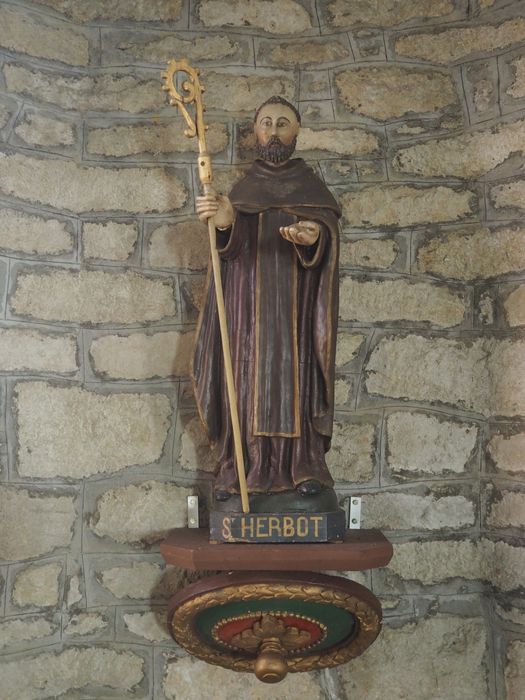 statue : Saint Herbot, vue générale - © Ministère de la Culture (France), Conservation des antiquités et des objets d’art du Finistère, tous droits réservés