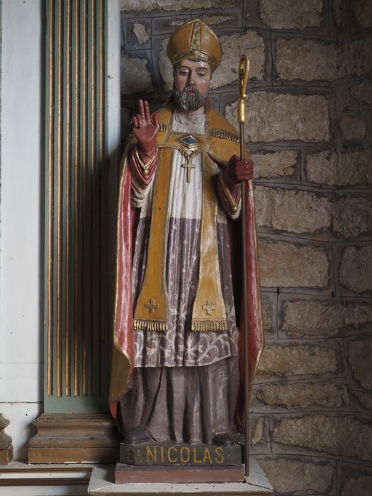 statue : Saint Nicolas, vue générale - © Ministère de la Culture (France), Conservation des antiquités et des objets d’art du Finistère – Tous droits réservés