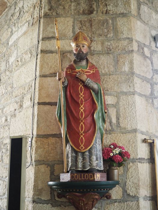 statue : Saint Collodan, vue générale - © Ministère de la Culture (France), Conservation des antiquités et des objets d’art du Finistère, tous droits réservés