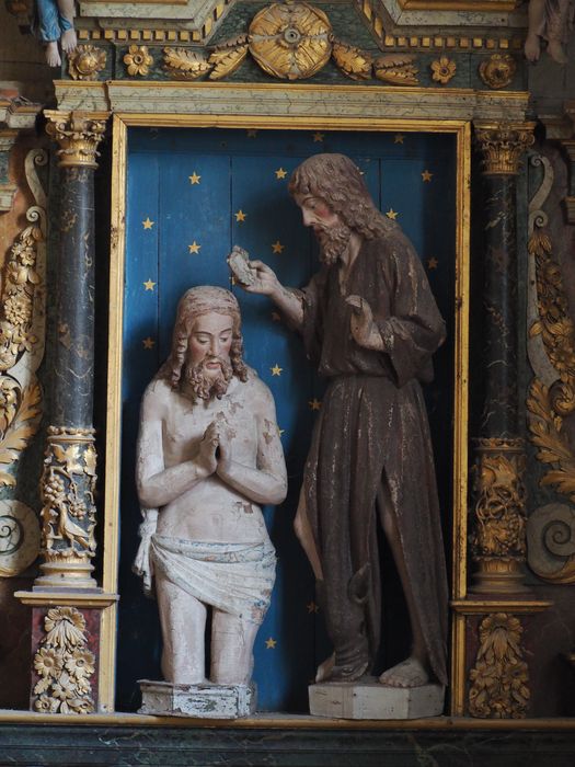 groupe sculpté (demi-nature) : Le Baptême du Christ - © Ministère de la Culture (France), Conservation des antiquités et des objets d’art du Finistère, tous droits réservés