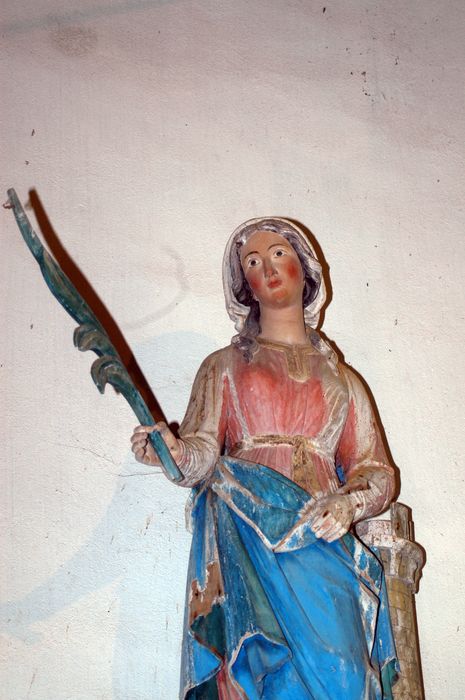 statue : Sainte Barbe, détail