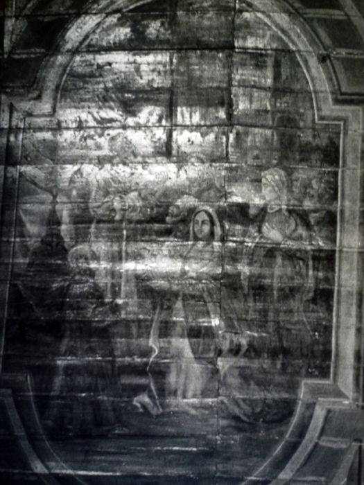 peintures murales : Scènes de la vie de la Vierge, tableau Présentation au temple - © Ministère de la Culture (France), Conservation des antiquités et des objets d’art du Finistère, tous droits réservés