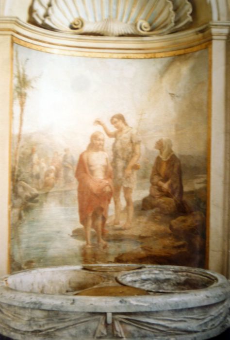 tableau : Le Baptême du Christ, détail - © Ministère de la Culture (France), Conservation des antiquités et des objets d’art du Finistère, tous droits réservés