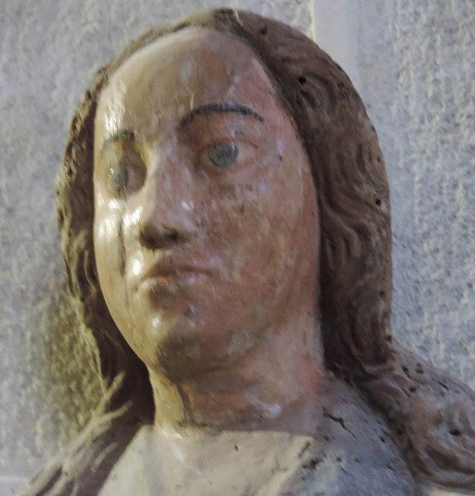 statue : Sainte Madeleine (?), détail visage