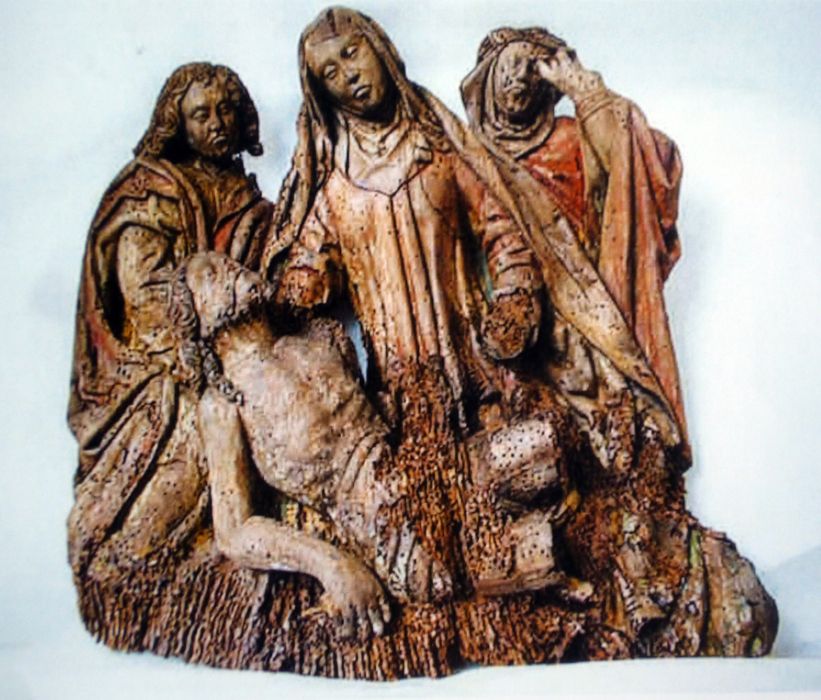 groupe sculpté : Déploration sur le Christ mort - © Ministère de la Culture (France), Conservation des antiquités et des objets d’art du Finistère, tous droits réservés