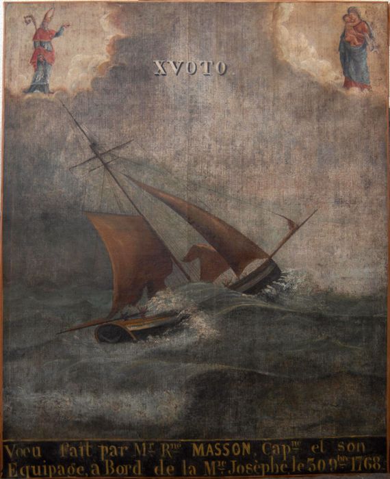 ex-voto, tableau : voeu par M. MASSON Capitaine et son équipage à bord de la Marie-Josephe 1768