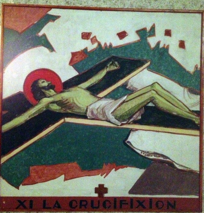 chemin de croix, détail de la station n°11 : Crucifixion (la)