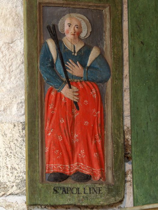 niche de la statue : Sainte Cécile, détail du panneau inférieur gauche