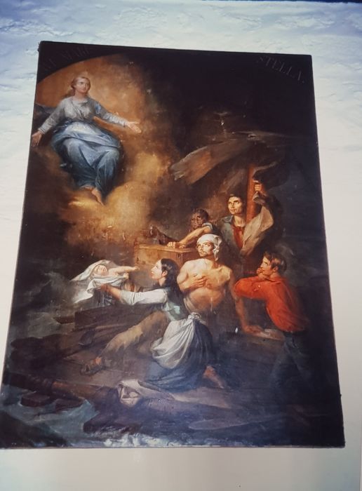 tableau votif : La Vierge apparaissant à des naufragés - © Ministère de la Culture (France), Conservation des antiquités et des objets d’art du Finistère, tous droits réservés