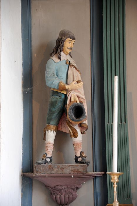 groupe sculpté : Saint Yves, le riche et le pauvre, vue partielle