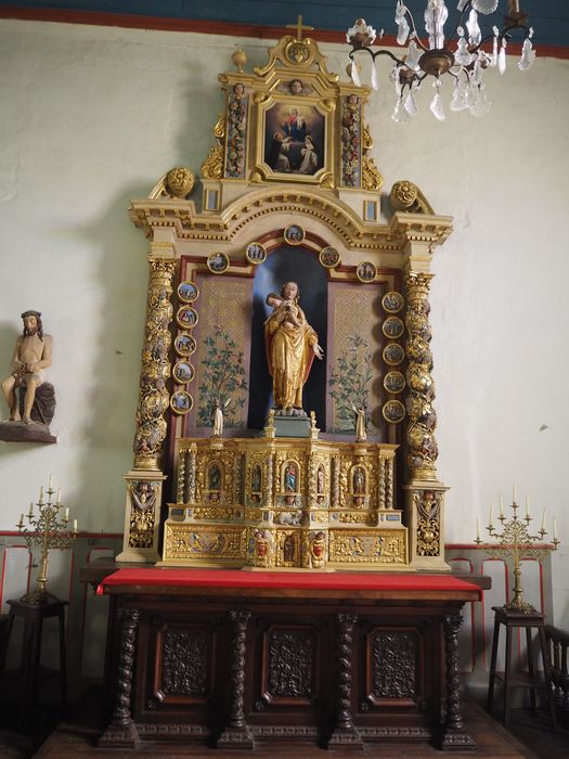 retable du Rosaire ; statue : Vierge à l'Enfant