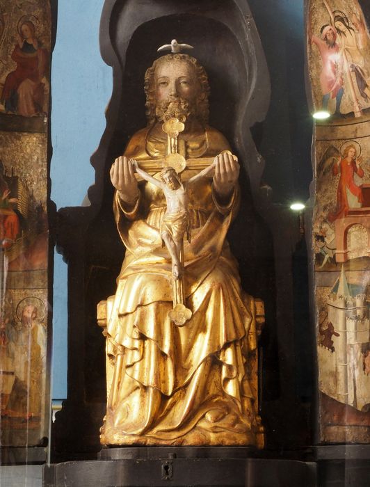 statue ouvrante : Vierge à l'Enfant dite Notre-Dame du Mur, vue partielle