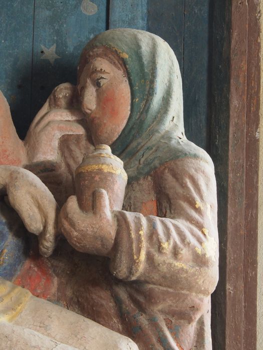groupe sculpté (petite nature) : Vierge de Pitié, détail