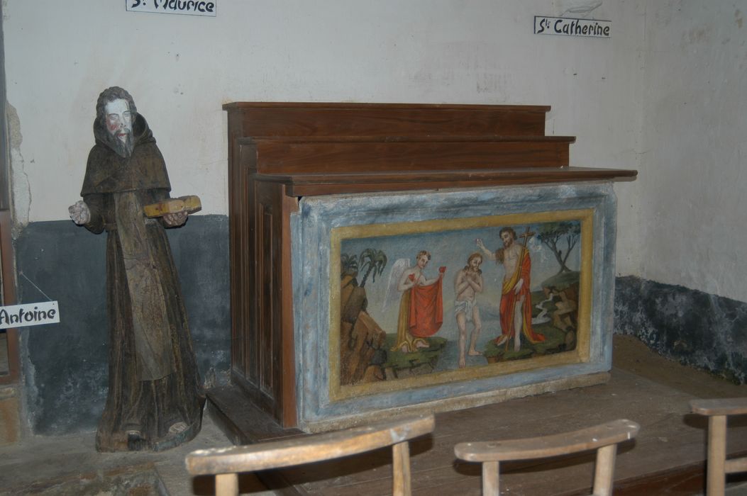 antependium de l'autel sud : Le baptême du Christ - © Ministère de la Culture (France), Conservation des antiquités et des objets d’art du Finistère, tous droits réservés