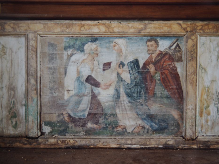 antependium de l'autel nord : La Visitation - © Ministère de la Culture (France), Conservation des antiquités et des objets d’art du Finistère – Tous droits réservés