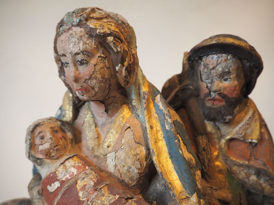 groupe sculpté : Fuite en Égypte (La), vue partielle