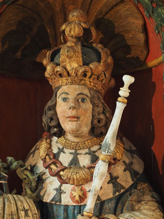 statue : Saint Louis, détail - © Ministère de la Culture (France), Conservation des antiquités et des objets d’art du Finistère, tous droits réservés