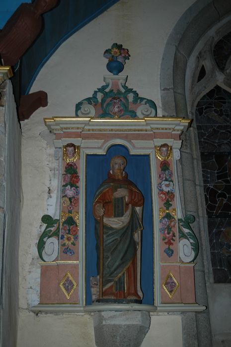 niche de Jean Seven et sa statue : Saint Antoine - © Ministère de la Culture (France), Conservation des antiquités et des objets d’art du Finistère, tous droits réservés