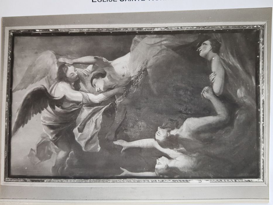 tableau : Ange délivrant des âmes du Purgatoire - © Ministère de la Culture (France), Conservation des antiquités et des objets d’art du Finistère, tous droits réservés