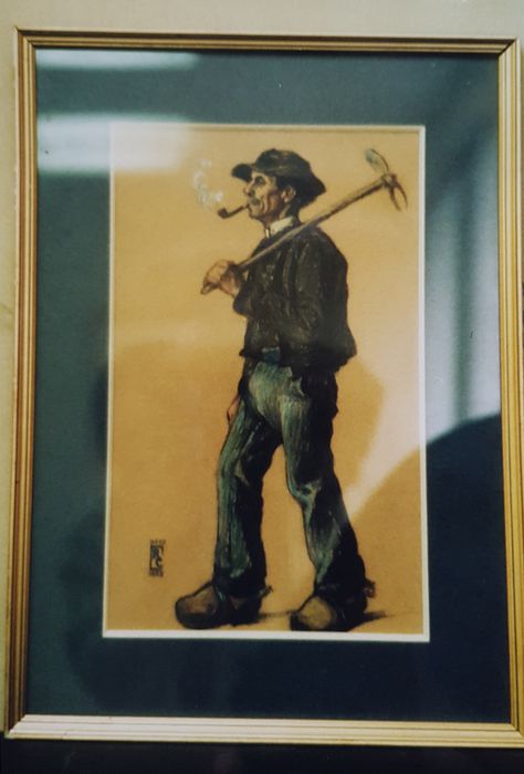 tableau : Homme à la bêche - © Ministère de la Culture (France), Conservation des antiquités et des objets d’art du Finistère, tous droits réservés