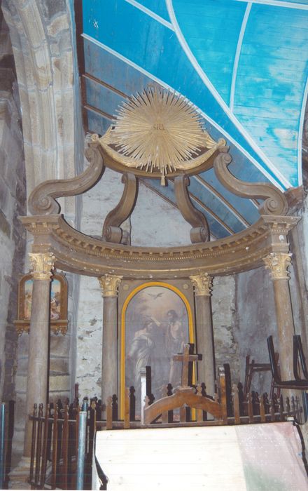 baldaquin des fonts baptismaux et son tableau : Le Baptême du Christ - © Ministère de la Culture (France), Conservation des antiquités et des objets d’art du Finistère, tous droits réservés
