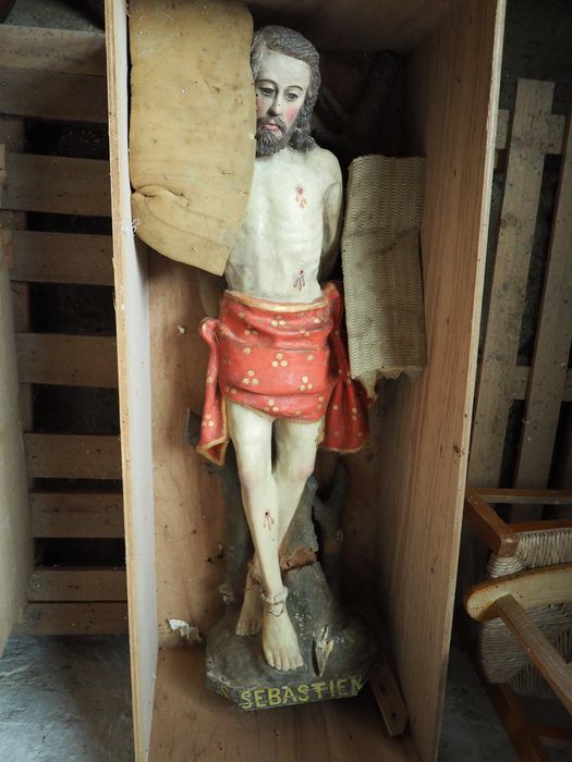 statue : Saint Sébastien - © Ministère de la Culture (France), Conservation des antiquités et des objets d’art du Finistère, tous droits réservés