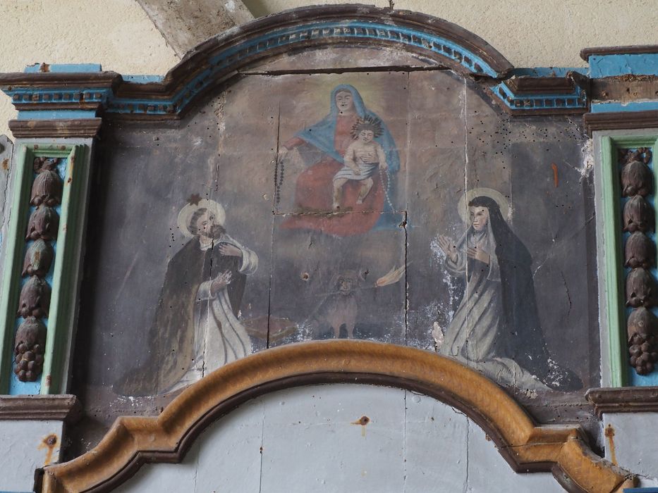 panneau peint : Remise du Rosaire - © Ministère de la Culture (France), Conservation des antiquités et des objets d’art du Finistère, tous droits réservés