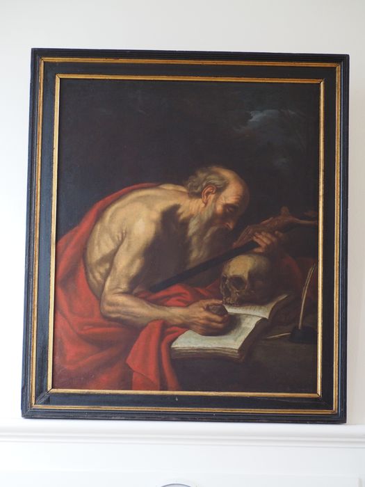 tableau et son cadre : Saint Jérôme - © Ministère de la Culture (France), Conservation des antiquités et des objets d’art du Finistère, tous droits réservés