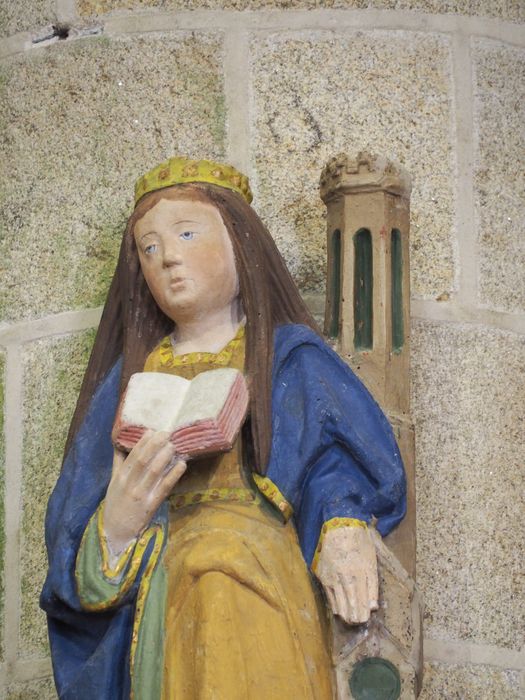 statue : Sainte Barbe, vue partielle