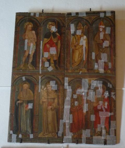 2 tableaux (en pendant) : huit saints