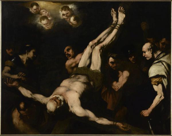 tableau : Crucifixion de saint Pierre, vue générale - © Ministère de la Culture (France), Conservation des antiquités et des objets d'art de Corse, tous droits réservés