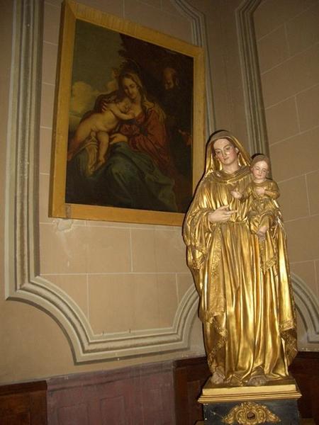 tableau : la Sainte Famille ; statue : Vierge à l'enfant, vue générale - © Ministère de la Culture (France), Conservation des antiquités et des objets d'art de Corse, tous droits réservés