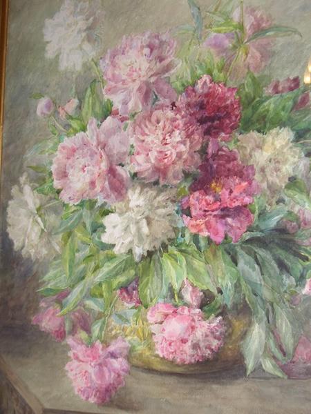 tableau : pivoines, vue générale - © Ministère de la Culture (France), Conservation des antiquités et des objets d'art de Corse, tous droits réservés