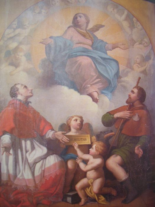Tableau : Apparition de la Vierge de l'Assomption à Saint Charles Borromée et Saint Roch